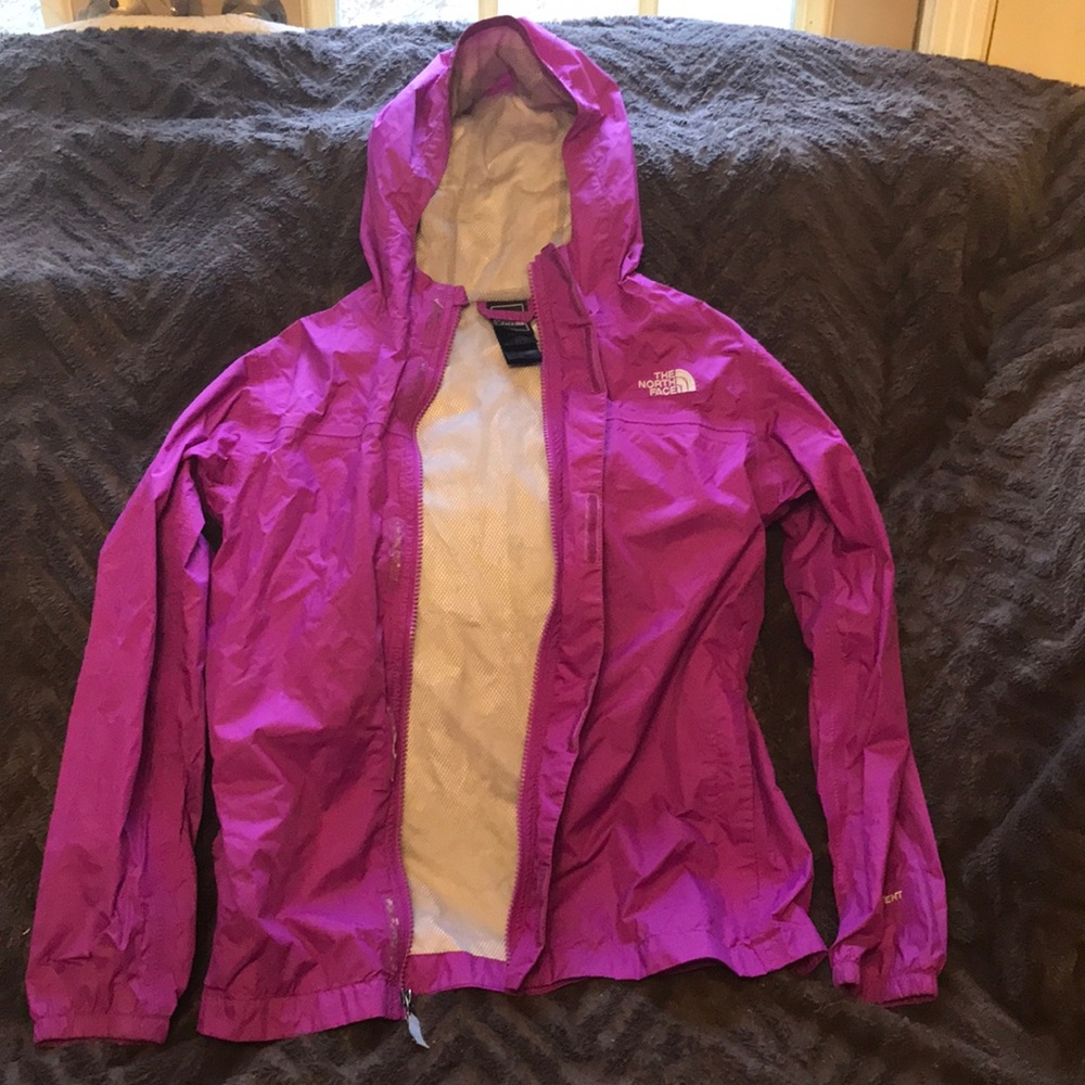 Purple North Face rain coat